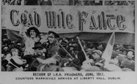 Markievicz megérkezik a dublini Liberty Hallhoz 1917-ben, szabadulása után