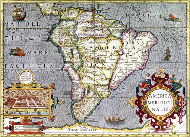 Mercator 1633-as atlaszának Dél-Amerika-térképe